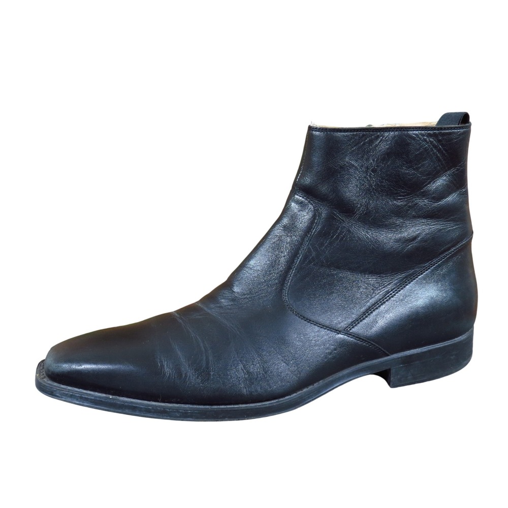 Magnanni 23484 Mens Side Zip Dress Boots Size 8.5 M Formal Black Leather